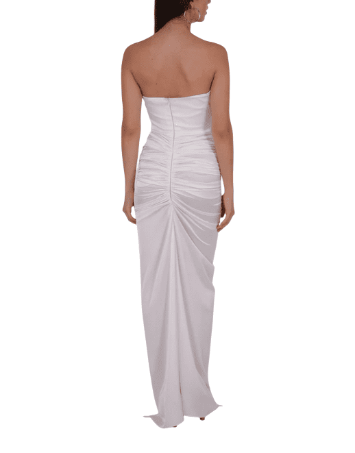 Pleated White Silk Dress