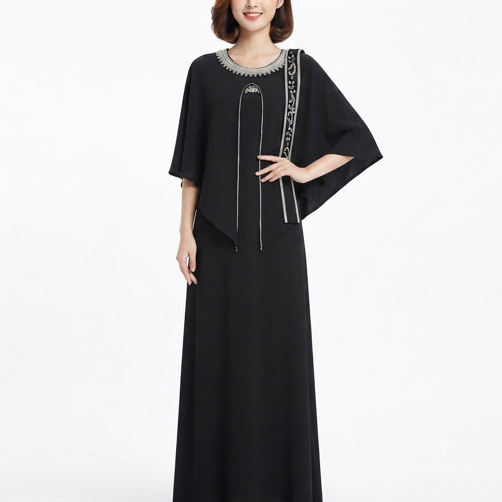 Midnight Embellished Cape Kaftan