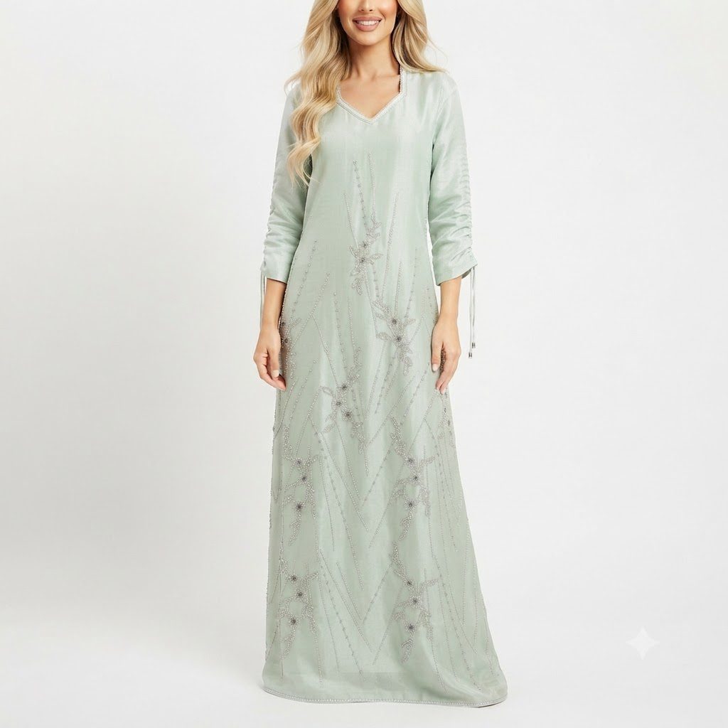 Sage Green Embellished Kaftan